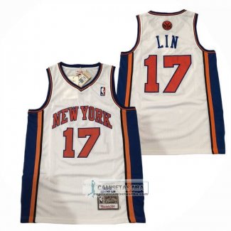 Camiseta New York Knicks Jeremy Lin NO 17 Mitchell & Ness 2011-12 Blanco