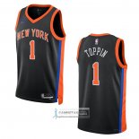 Camiseta New York Knicks Obi Toppin NO 1 Ciudad 2022-23 Negro