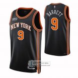 Camiseta New York Knicks RJ Barrett NO 9 Ciudad 2021-22 Negro