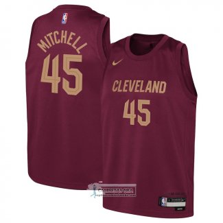 Camiseta Nino Cleveland Cavaliers Donovan Mitchell NO 45 Icon 2022-23 Rojo