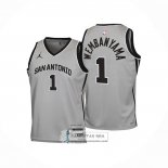Camiseta Nino San Antonio Spurs Victor Wembanyama NO 1 Statement 2025-26 Gris