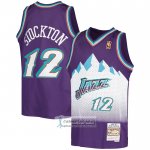 Camiseta Nino Utah Jazz John Stockton NO 12 Hardwood Classics Throwback 1996-97 Violeta