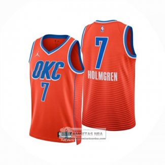 Camiseta Oklahoma City Thunder Chet Holmgren NO 7 Statement 2024-25 Naranja