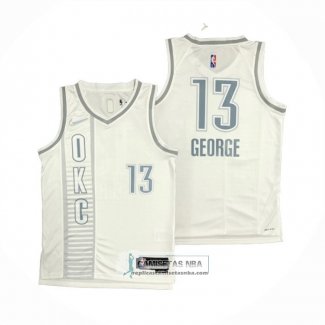 Camiseta Oklahoma City Thunder Paul George NO 13 Ciudad 2021-22 Blanco