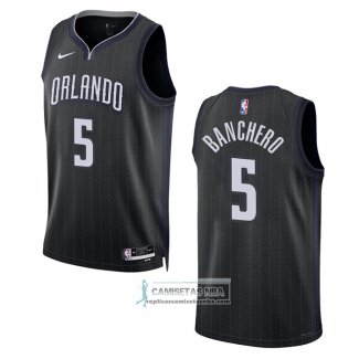 Camiseta Orlando Magic Paolo Banchero NO 5 Ciudad 2022-23 Negro