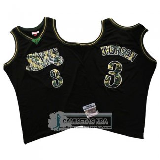 Camiseta Philadelphia 76ers Allen Iverson Camuflaje Verde