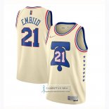 Camiseta Philadelphia 76ers Joel Embiid Earned 2020-21 Crema