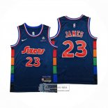 Camiseta Philadelphia 76ers LeBron James NO 23 Ciudad 2021-22 Azul