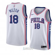 Camiseta Philadelphia 76ers Shake Milton Association 2017-18 Bla