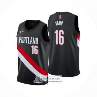 Camiseta Portland Trail Blazers Hansen Yang NO 16 Icon 2025-26 Negro