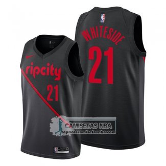 Camiseta Portland Trail Blazers Hassan Whiteside Ciudad 2019 Negro