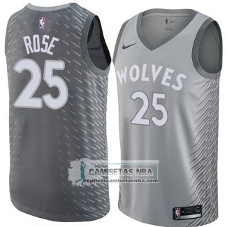 Camiseta Timberwolves Derrick Rose Ciudad 2018 Gris