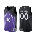 Camiseta Toronto Raptors Personalizada Earned 2020-21 Negro Violeta