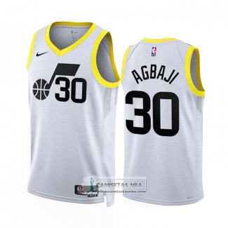 Camiseta Utah Jazz Ochai Agbaji NO 30 Association 2022-23 Blanco