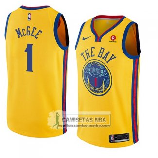 Camiseta Warriors Javale Mcgee Ciudad 2018 Amarillo