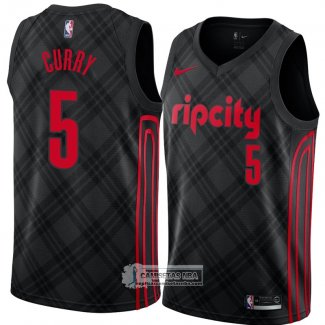 Camiseta Blazers Seth Curry Ciudad 2017-18 Negro