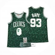 Camiseta Boston Celtics Bape NO 93 Slap Sticker Mitchell & Ness 1985-86 Verde