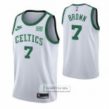 Camiseta Boston Celtics Jaylen Brown NO 7 75th Anniversary Blanco