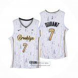 Camiseta Brooklyn Nets Kevin Durant NO 7 Christmas Blanco