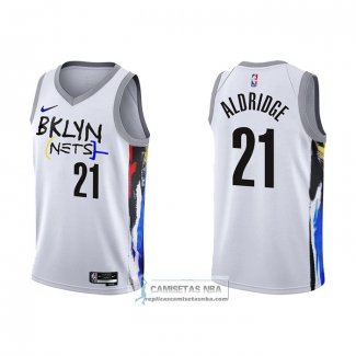 Camiseta Brooklyn Nets Lamarcus Aldridge NO 21 Ciudad 2022-23 Blanco