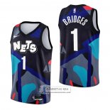 Camiseta Brooklyn Nets Mikal Bridges NO 1 Ciudad 2023-24 Negro