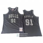 Camiseta Chicago Bulls Dennis Rodman NO 91 Mitchell & Ness 1997-98 Negro1