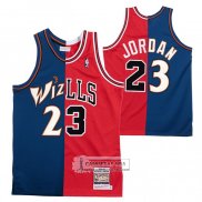 Camiseta Chicago Bulls Washington Wizards Michael Jordan NO 23 Split Azul Rojo