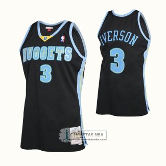 Camiseta Denver Nuggets Allen Iverson NO 3 Mitchell & Ness 2006-07 Negro