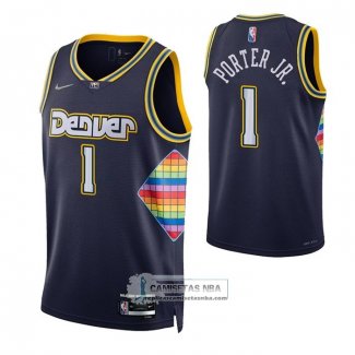 Camiseta Denver Nuggets Michael Porter JR. NO 1 Ciudad 2021-22 Azul