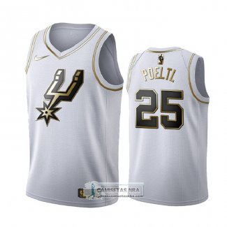 Camiseta Golden Edition San Antonio Spurs Jakob Poeltl Blanco