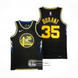 Camiseta Golden State Warriors Kevin Durant NO 35 Ciudad 2021-22 Negro