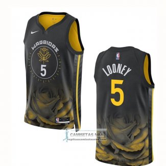 Camiseta Golden State Warriors Kevon Looney NO 5 Ciudad 2022-23 Negro