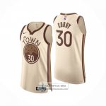 Camiseta Golden State Warriors Stephen Curry NO 30 Ciudad Authentic 2025-26 Crema