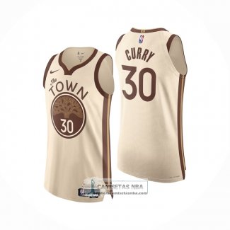 Camiseta Golden State Warriors Stephen Curry NO 30 Ciudad Authentic 2025-26 Crema