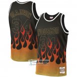Camiseta Houston Rockets Hakeem Olajuwon Flames Negro
