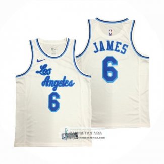 Camiseta Los Angeles Lakers LeBron James NO 6 Classic 2019-20 Blanco