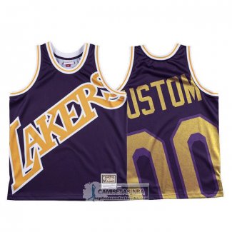 Camiseta Los Angeles Lakers Personalizada Mitchell & Ness Big Face Violeta