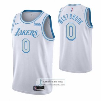 Camiseta Los Angeles Lakers Russell Westbrook NO 0 Ciudad 2020-21 Blanco