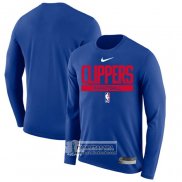 Camiseta Manga Larga Los Angeles Clippers Practice Performance 2022-23 Azul