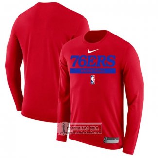 Camiseta Manga Larga Philadelphia 76ers Practice Performance 2022-23 Rojo