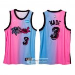 Camiseta Miami Heat Dwyane Wade Ciudad 2020-21 Azul Rosa