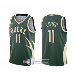 Camiseta Milwaukee Bucks Brook Lopez Earned 2020-21 Verde