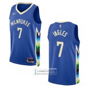 Camiseta Milwaukee Bucks Joe Ingles NO 7 Ciudad 2022-23 Azul