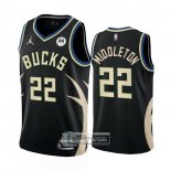 Camiseta Milwaukee Bucks Khris Middleton NO 22 Statement 2022-23 Negro