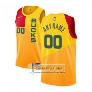 Camiseta Milwaukee Bucks Personalizada Ciudad 2018-19 Amarillo