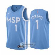 Camiseta Minnesota Timberwolves Anthony Edwards NO 1 Ciudad Azul