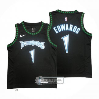 Camiseta Minnesota Timberwolves Anthony Edwards NO 1 Classics Negro