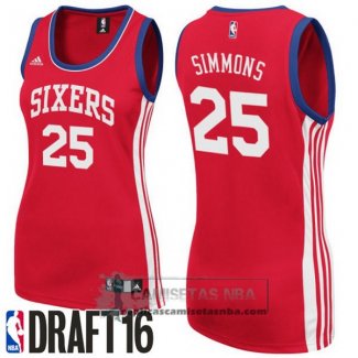 Camiseta Mujer 76ers Simmons Rojo