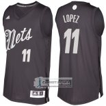 Camiseta Navidad Nets Brook Lopez 2016 Negro