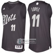 Camiseta Navidad Nets Brook Lopez 2016 Negro